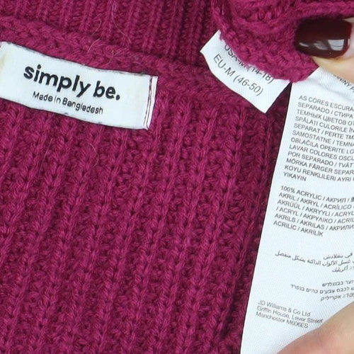 Simply Be Women's Pink Relaxed Chunky Knit Pullover Jumper Size M