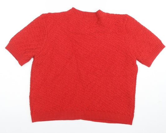 Marks and Spencer Women's Red Knit Short Sleeve Button Cardigan M