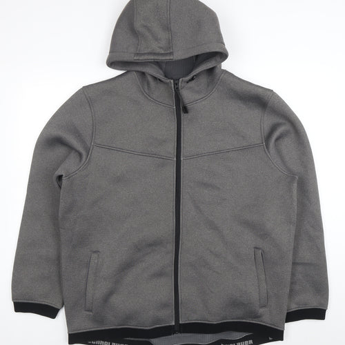 Workout Men's Grey 2XL Full Zip Heavyweight Hooded Sweatshirt