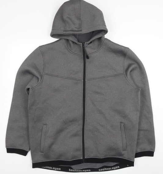 Workout Men's Grey 2XL Full Zip Heavyweight Hooded Sweatshirt