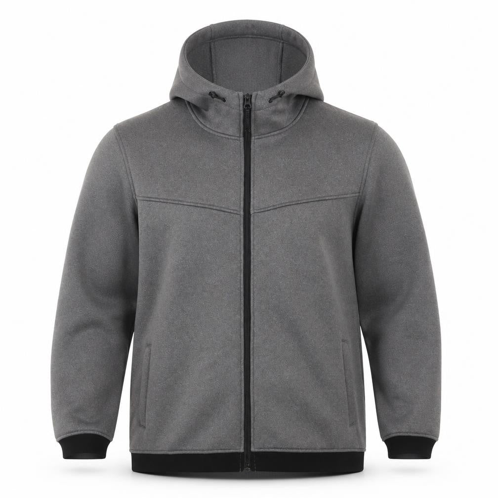 Front view of WorkOut Men's Grey 2XL Full Zip Heavyweight Hooded Sweatshirt