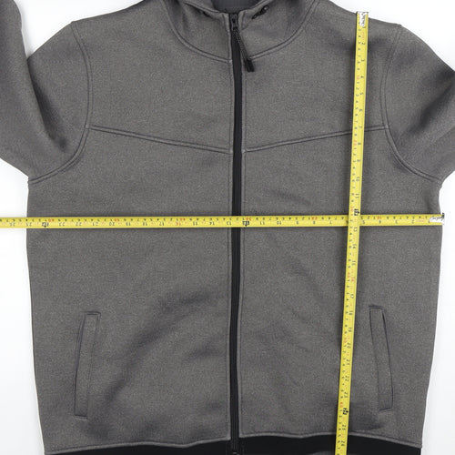 Workout Men's Grey 2XL Full Zip Heavyweight Hooded Sweatshirt