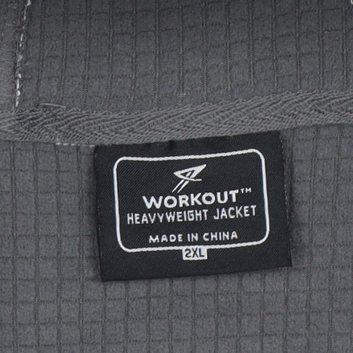 Workout Men's Grey 2XL Full Zip Heavyweight Hooded Sweatshirt