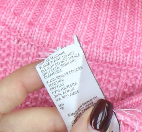 Marks and Spencer Womens Pink Roll Neck Knit Jumper Size M