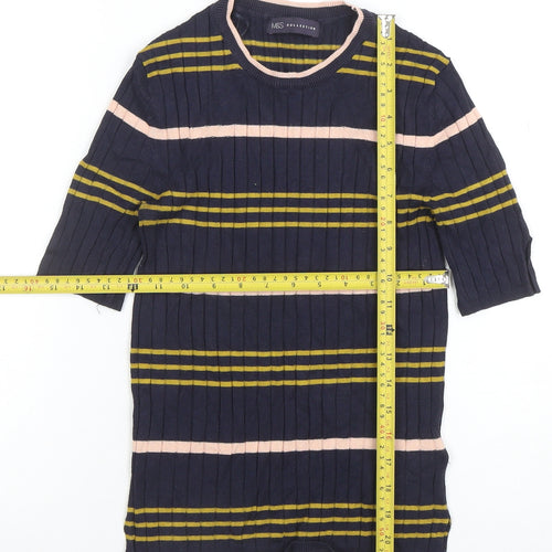 Marks and Spencer Women’s Navy Striped Knit T-Shirt Size 8
