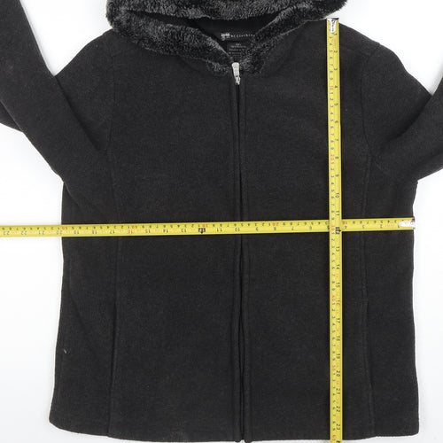 BC Clothing Women's Black L Hooded Fleece Jacket with Faux Fur Trim