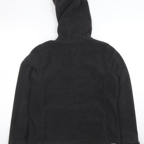 BC Clothing Women's Black L Hooded Fleece Jacket with Faux Fur Trim