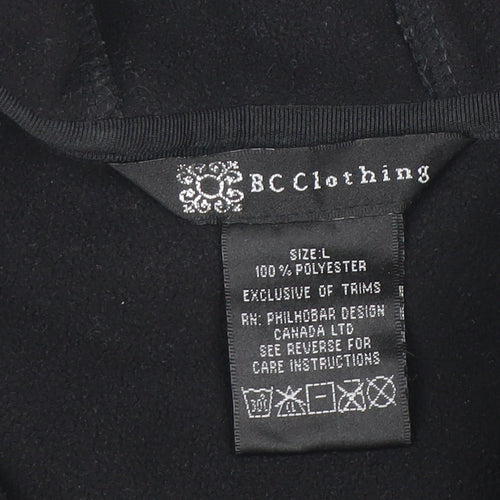 BC Clothing Women's Black L Hooded Fleece Jacket with Faux Fur Trim