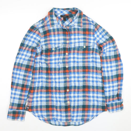 J.Crew Men's Multicoloured Check Flannel Button-Up Shirt Size 14 Regular Fit