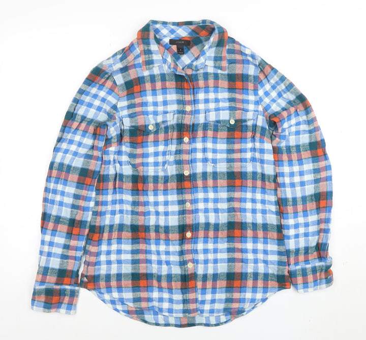 J.Crew Men's Multicoloured Check Flannel Button-Up Shirt Size 14 Regular Fit