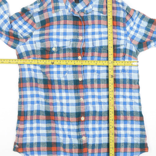 J.Crew Men's Multicoloured Check Flannel Button-Up Shirt Size 14 Regular Fit