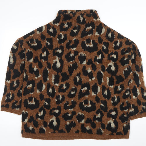 Tu Women’s Brown Leopard Print High Neck Jumper Size 20