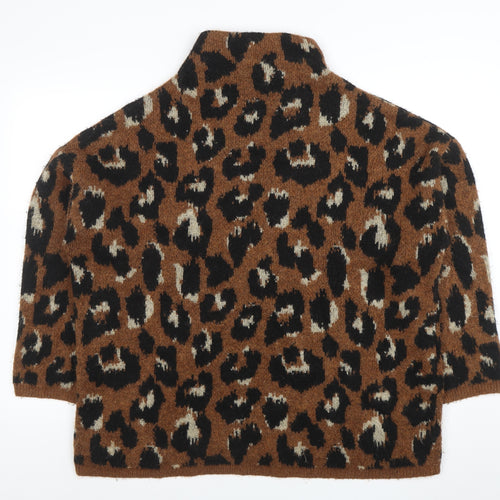 Tu Women’s Brown Leopard Print High Neck Jumper Size 20