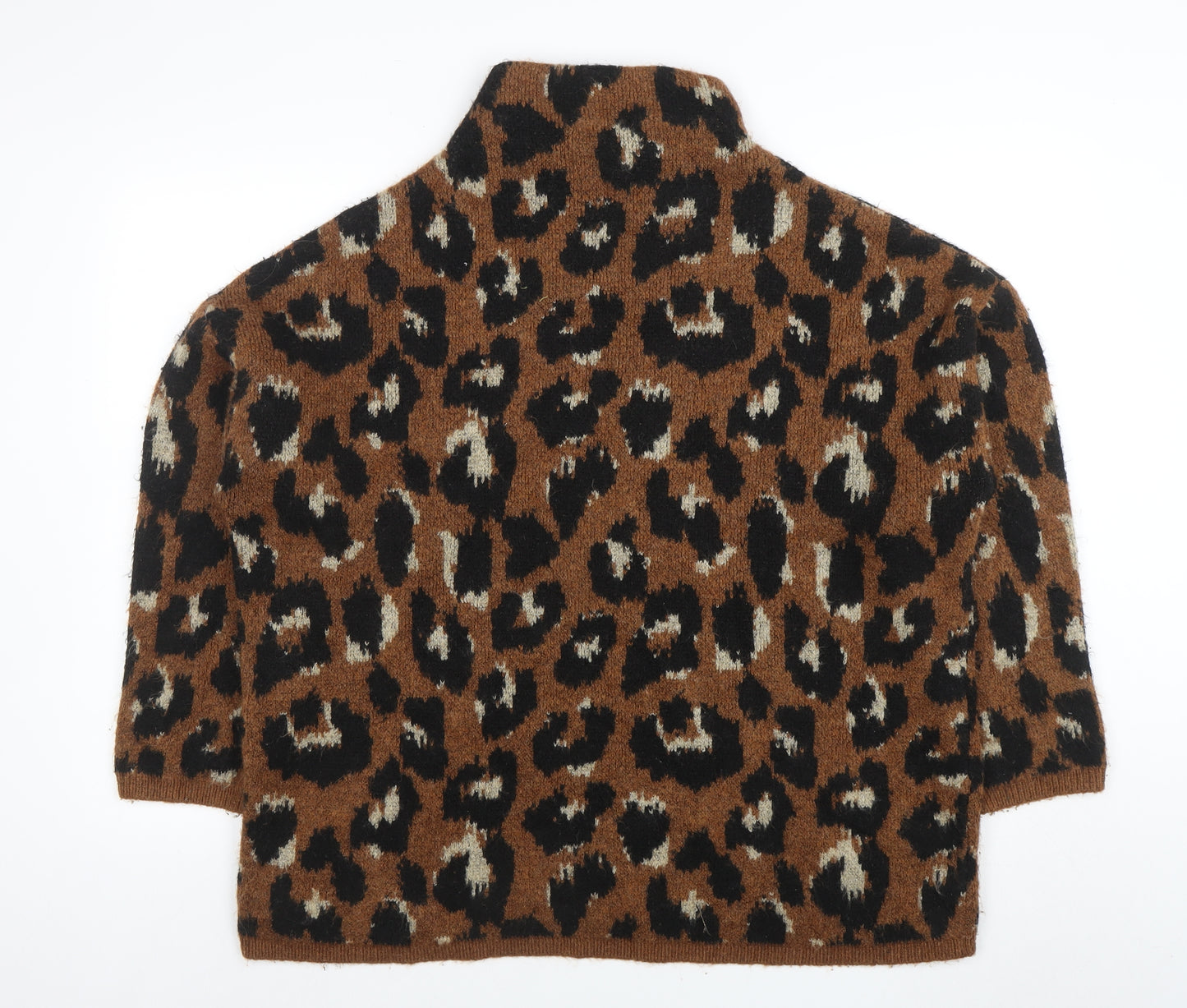 Tu Women’s Brown Leopard Print High Neck Jumper Size 20