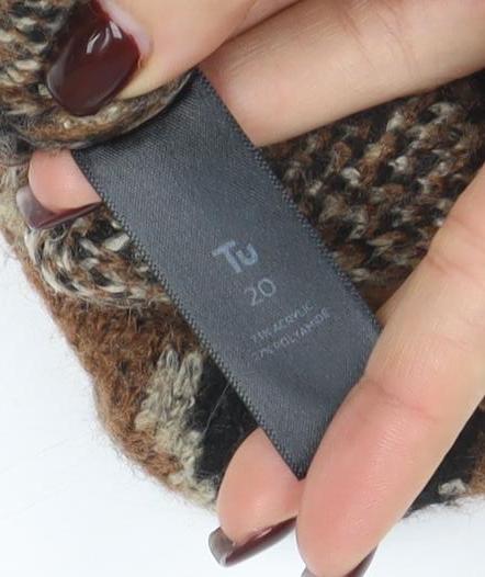Tu Women’s Brown Leopard Print High Neck Jumper Size 20