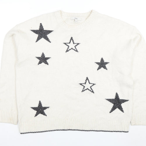 Marks and Spencer Women’s Ivory Wool Blend Star Jumper XL