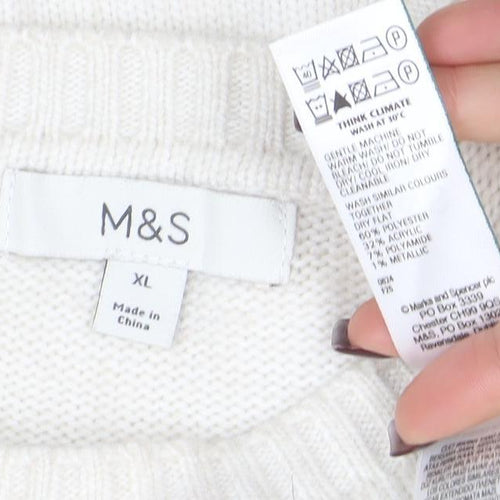 Marks and Spencer Women’s Ivory Wool Blend Star Jumper XL