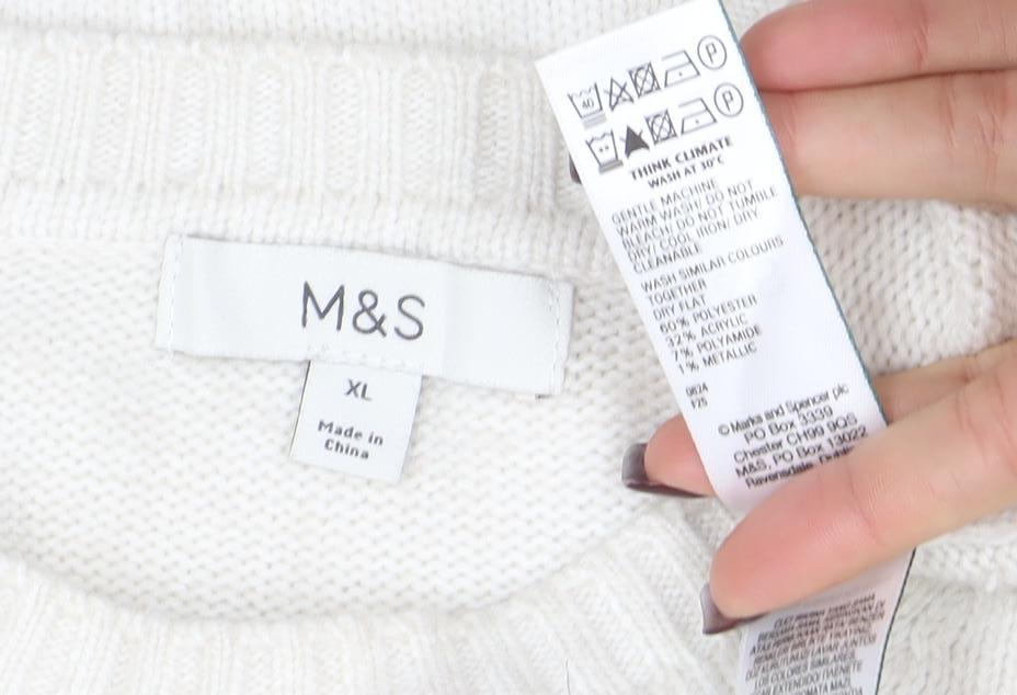 Marks and Spencer Women’s Ivory Wool Blend Star Jumper XL