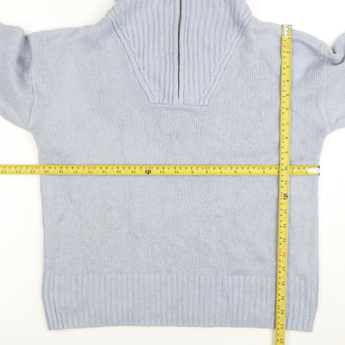 TU Women’s Blue Roll Neck Full Zip Wool Blend Jumper Size M