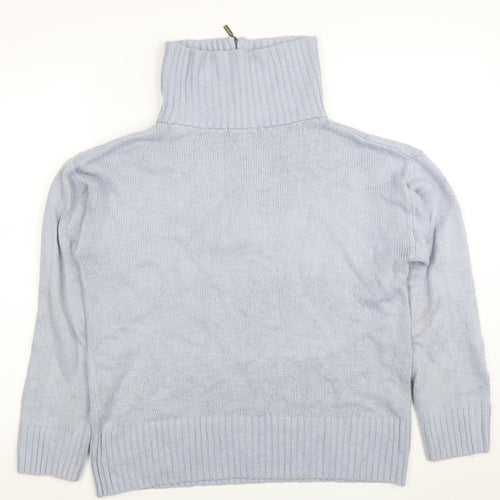 TU Women’s Blue Roll Neck Full Zip Wool Blend Jumper Size M