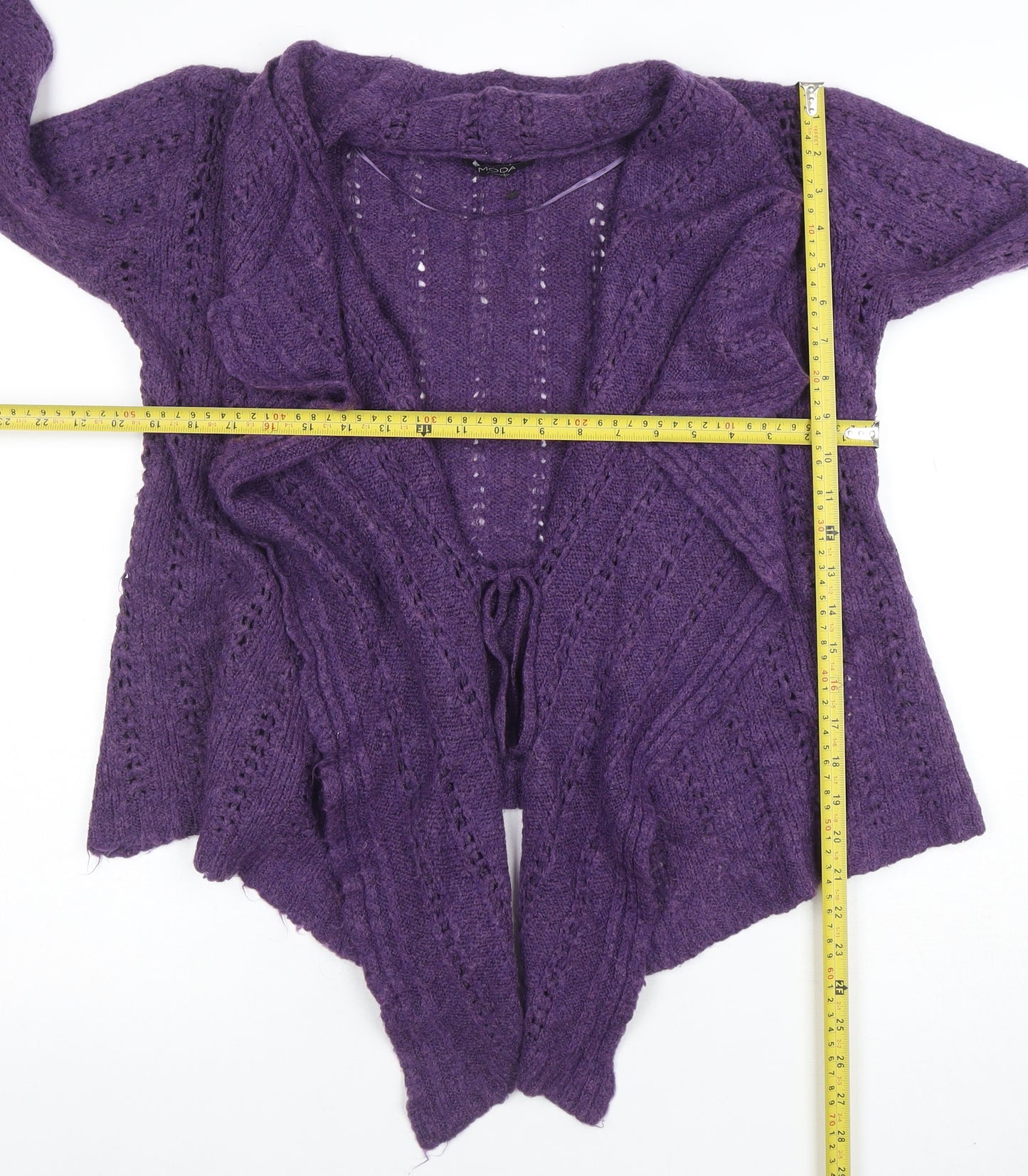 George Women Purple Open Knit Long Sleeve Cardigan Size 10