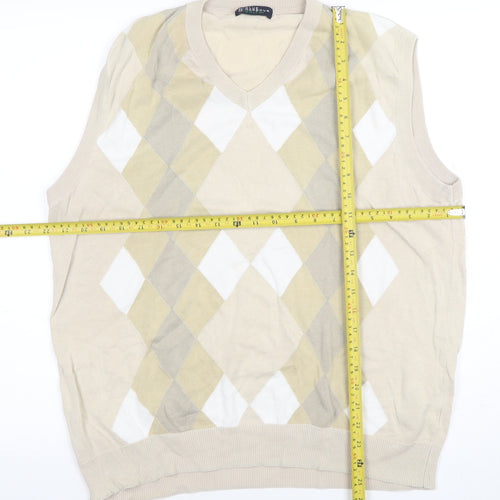 Marks and Spencer Men’s Beige Argyle Sleeveless Knit Vest L