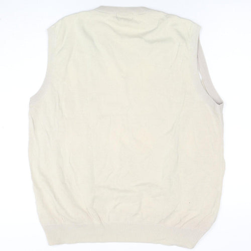 Marks and Spencer Men’s Beige Argyle Sleeveless Knit Vest L