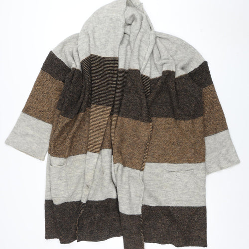 Marks and Spencer Women’s Brown Striped Hooded Cardigan Size S