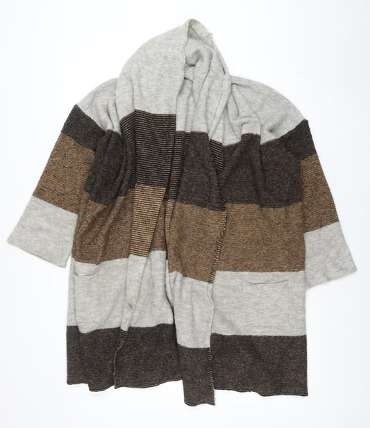 Marks and Spencer Women’s Brown Striped Hooded Cardigan Size S