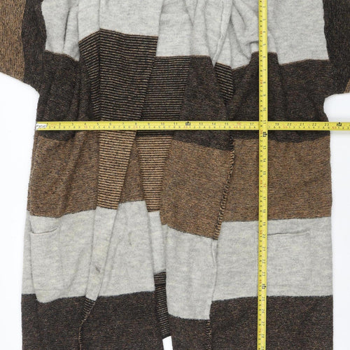 Marks and Spencer Women’s Brown Striped Hooded Cardigan Size S