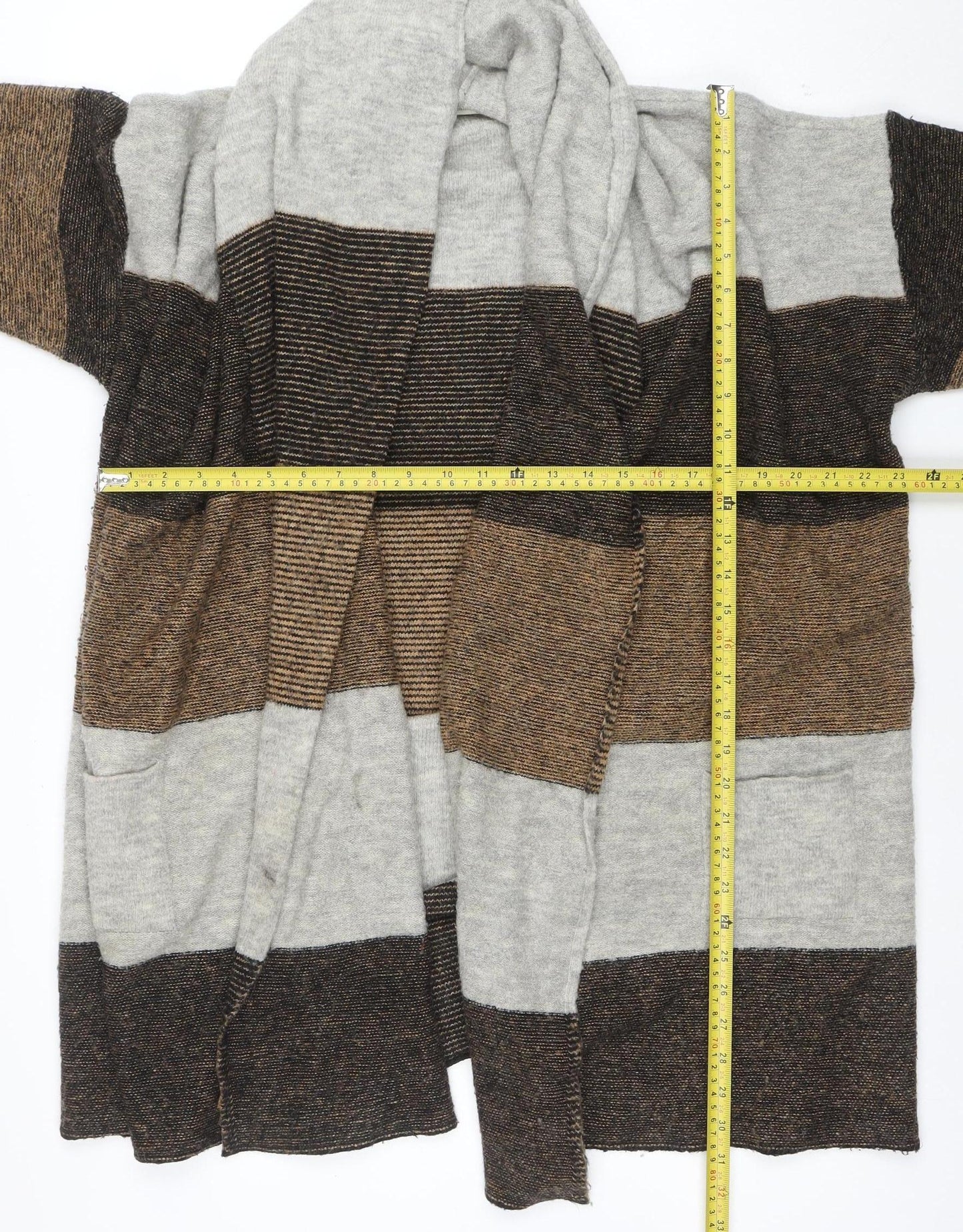 Marks and Spencer Women’s Brown Striped Hooded Cardigan Size S