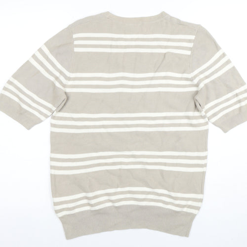 Cotswold Collections Women’s Beige Striped Cotton Short Sleeve Knit Top M