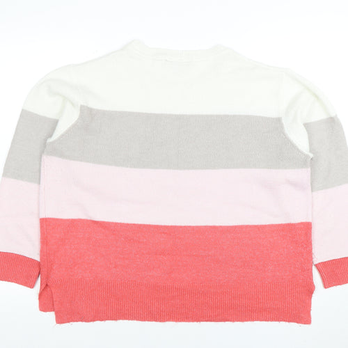Nutmeg Women’s Multicoloured Striped Crew Neck Pullover Jumper Size 18