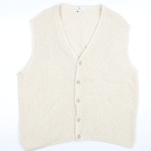 Marks and Spencer Women Beige Knit Sleeveless V-Neck Vest S