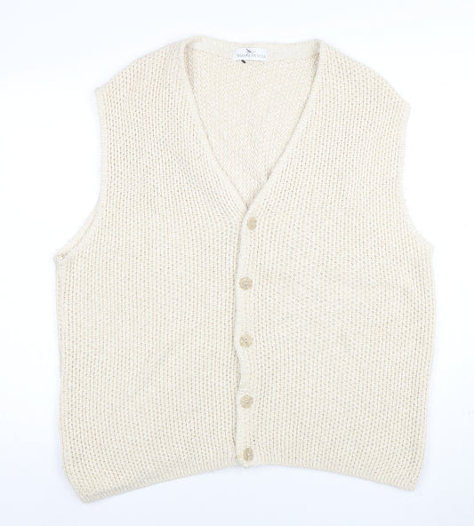 Marks and Spencer Women Beige Knit Sleeveless V-Neck Vest S