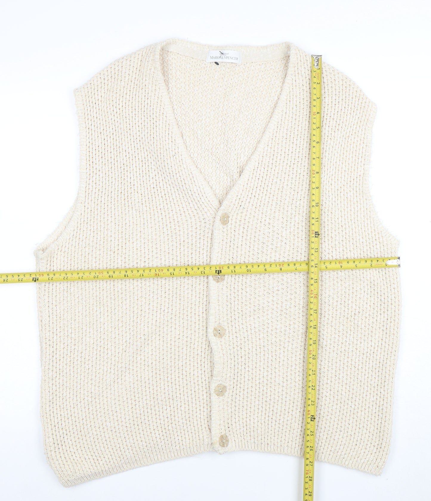 Marks and Spencer Women Beige Knit Sleeveless V-Neck Vest S
