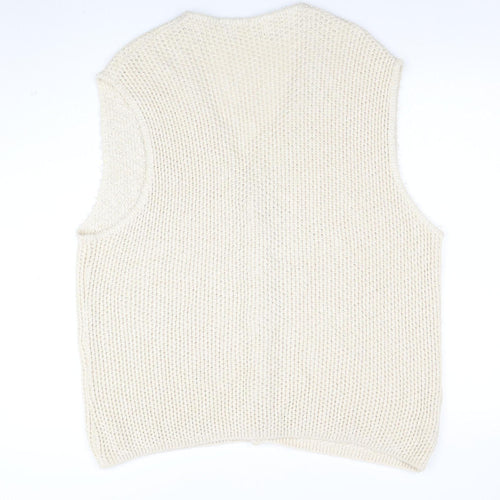 Marks and Spencer Women Beige Knit Sleeveless V-Neck Vest S