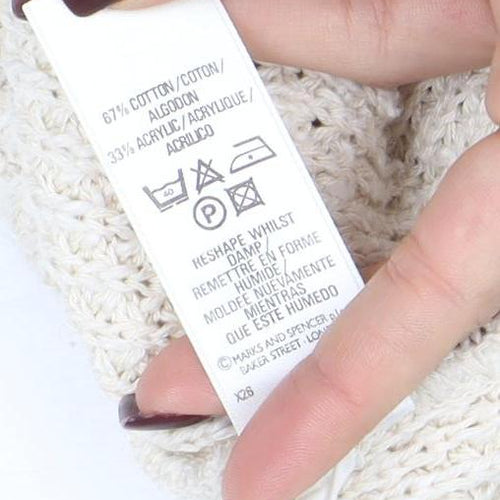 Marks and Spencer Women Beige Knit Sleeveless V-Neck Vest S