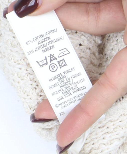 Marks and Spencer Women Beige Knit Sleeveless V-Neck Vest S