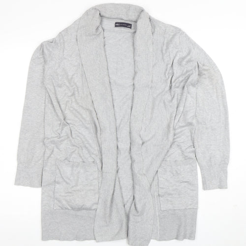 Marks and Spencer Women Grey Long Sleeve Open Cardigan M Viscose Blend
