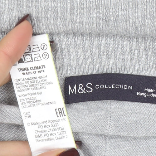 Marks and Spencer Women Grey Long Sleeve Open Cardigan M Viscose Blend
