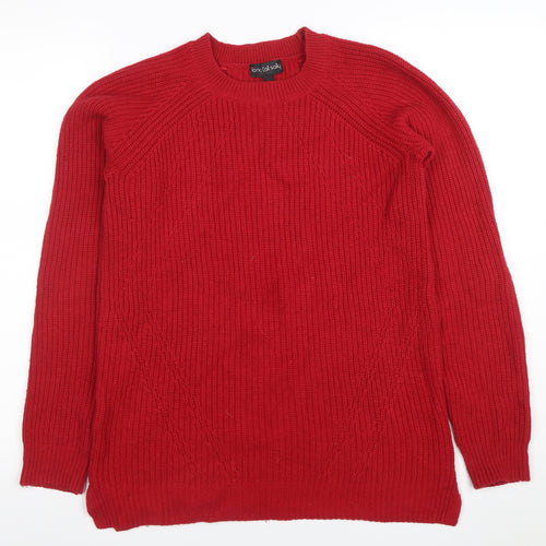 Long Tall Sally Womens Red Wool Chunky Knit Jumper XS