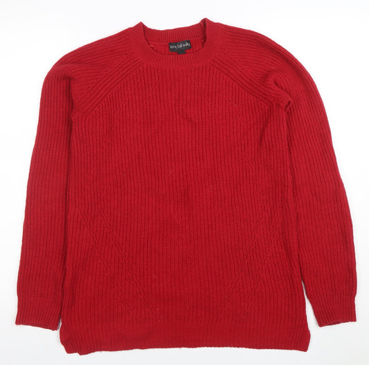 Long Tall Sally Womens Red Wool Chunky Knit Jumper XS