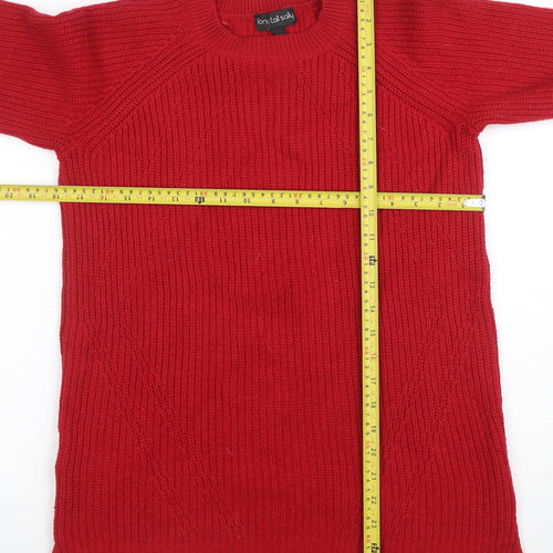 Long Tall Sally Womens Red Wool Chunky Knit Jumper XS