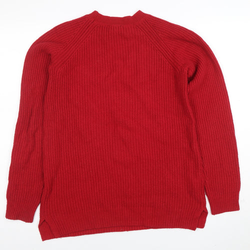 Long Tall Sally Womens Red Wool Chunky Knit Jumper XS