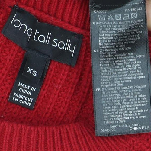 Long Tall Sally Womens Red Wool Chunky Knit Jumper XS