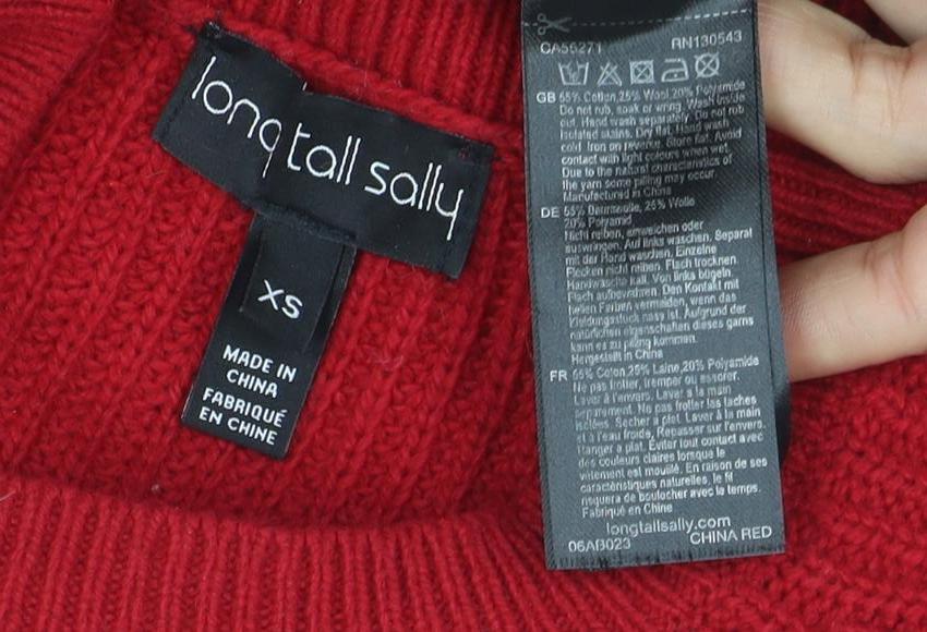 Long Tall Sally Womens Red Wool Chunky Knit Jumper XS