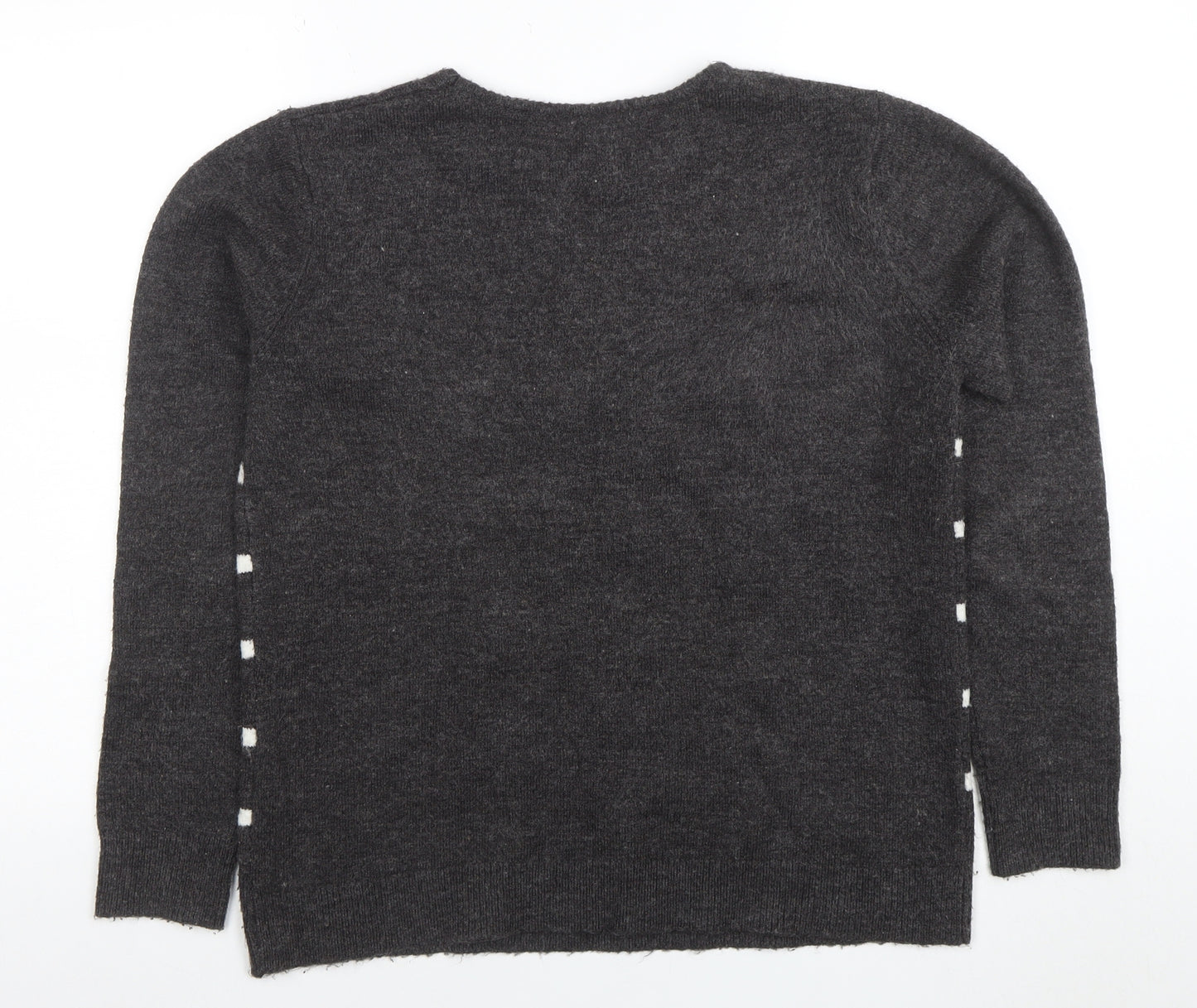 Lakeland Women's Grey Animal Stripe Crew Neck Jumper Size 12
