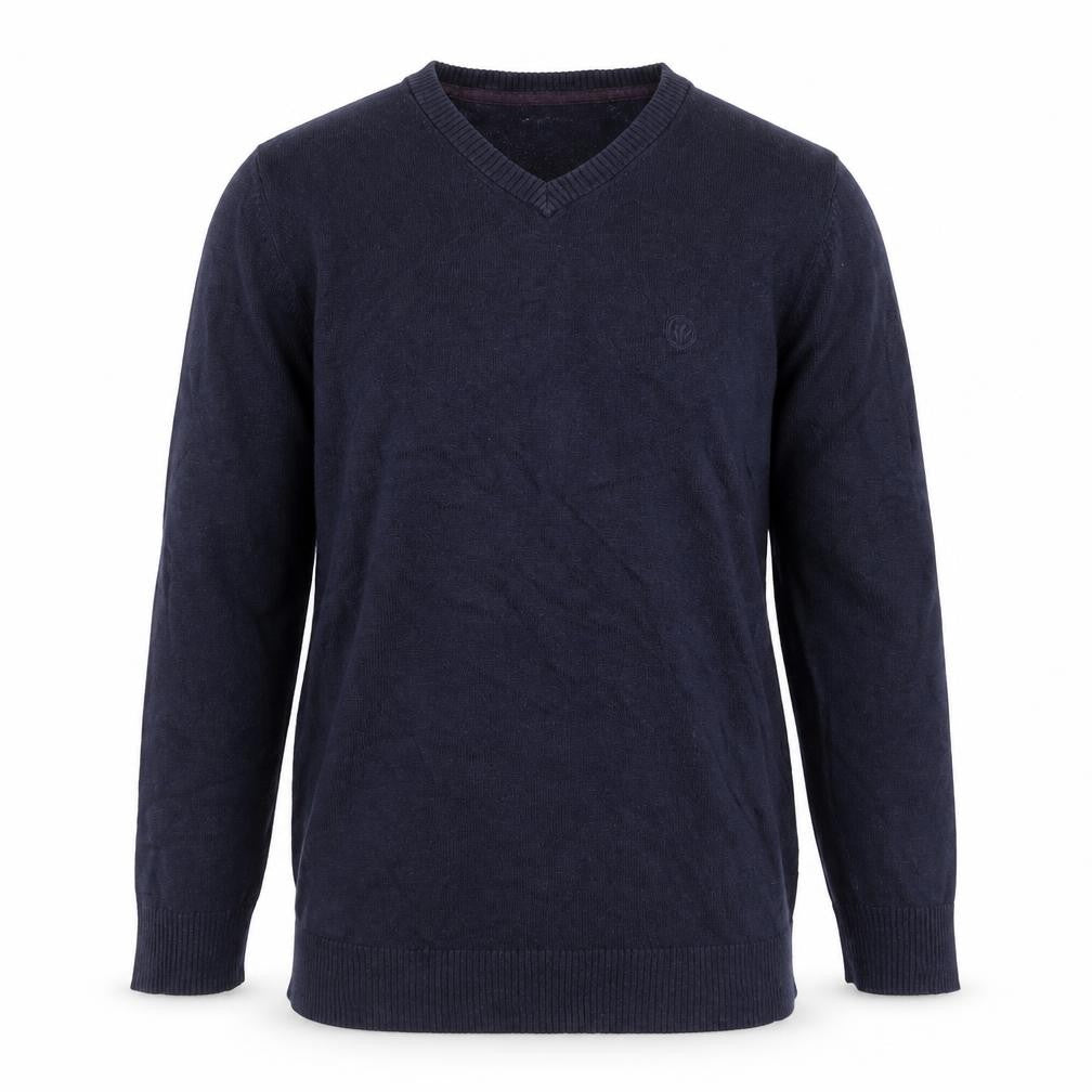 Fat Face Men’s Blue Cotton V-Neck Jumper Size S Long Sleeve Classic