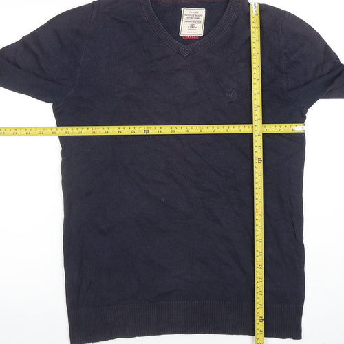 Fat Face Men’s Blue Cotton V-Neck Jumper Size S Long Sleeve Classic